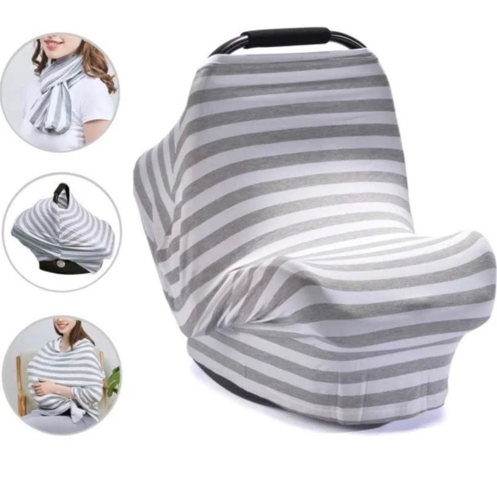 MATIMATI BABY • Mutil-Use Cover Gray & White Nursing, Car seat, Stroller Cover